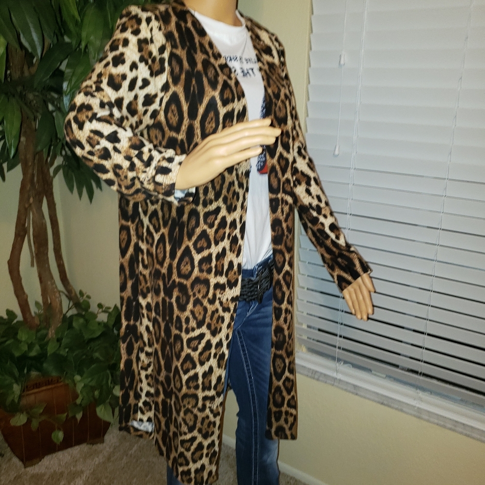 Long sleeve leppard print cardigan/duster - Picture 4 of 4